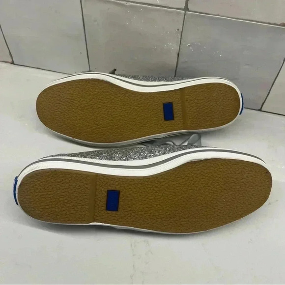 Keds x Kate Spade Champions Silver Glitter Sneaker with Ribbon Shoelaces 6.5 - Picture 6 of 10